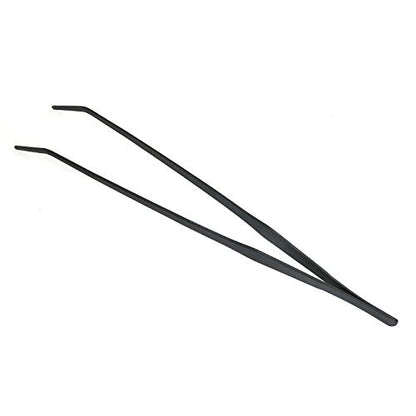 RLECS 15 inch Aquarium Tweezers Non-Slip Stainless Steel Curved Tweezer with Carbonation Protection Coating Fish Tank Cleaner Aquarium Accessories, Black