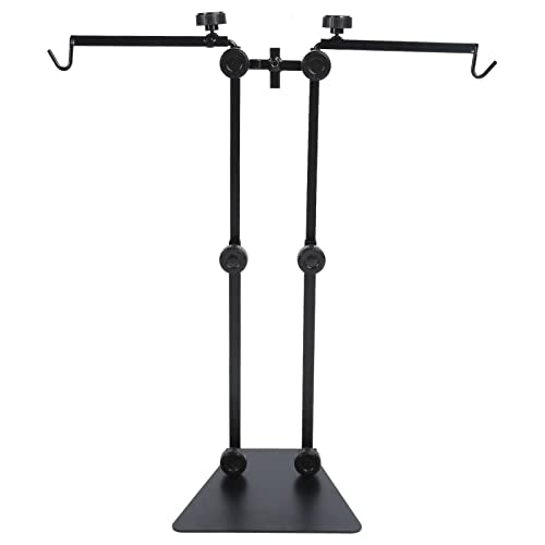 Reptile Lamp Stand Adjustable Durable Double Hook Terrarium Metal Stand for Reptile Tank, Iron Material for Hermit Crabs, Bearded Dragons, Turtles, Geckos