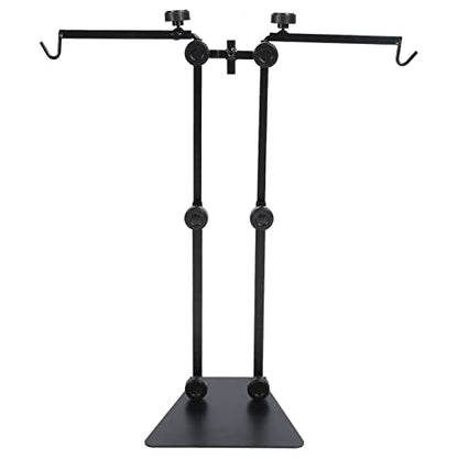 Reptile Lamp Stand Adjustable Durable Double Hook Terrarium Metal Stand for Reptile Tank, Iron Material for Hermit Crabs, Bearded Dragons, Turtles, Geckos