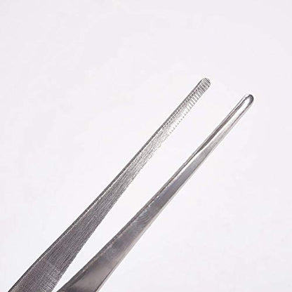 Stainless Steel Tweezers with Serrated Tip Aquarium Polished Long Handle Precision Tweezers for Craft, Electronics Fish Tank Plants Reptile Feeding Tongs with Round Tip 20cm 2pcs