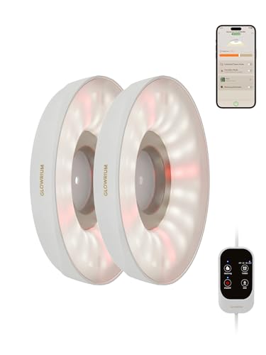 GLOWRIUM Grow Lights for Indoor Plants, Full Spectrum Puck Grow Light with Manual & APP Control, 16W(2 x 8W) Plant Lamp Auto-Timer, Plant Assistant 10 Levels Dimmable for Plant Shelf (2 Packs,White) - color: White, size: 2 Packs