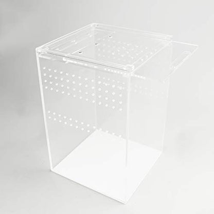 NANEEZOO Magnetic Acrylic Reptile Cage, 6"x6"x9" Tall Enclosure Transparent Reptile Breeding Box Terrarium Tank for Tarantula Scorpion Sling Isopods Invertebrates Insect Mantis