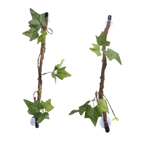2Pcs Reptile Vines with Suction Cups for Terrarium Climbing and Shelter Stable Jungle Branches for Exotic Lizards Easy to Clean Enclosure Decoration
