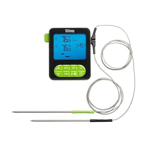 Taylor TruTemp Dual Probe Wired Programmable Meat and Food Thermometer, Digital for Cooking, Monitor Two Dishes with Two Probes for Baking, Grilling, and Roasting, User-Friendly, Backlit, Green - color: Green