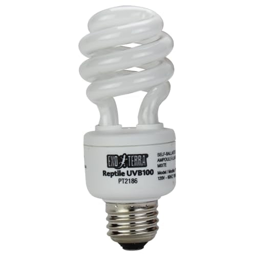 Exo Terra Repti Glo 5.0 Tropical Terrarium Lamp, Compact Fluorescent Reptile Bulb, 13 Watts, PT2186A1, whites & tans