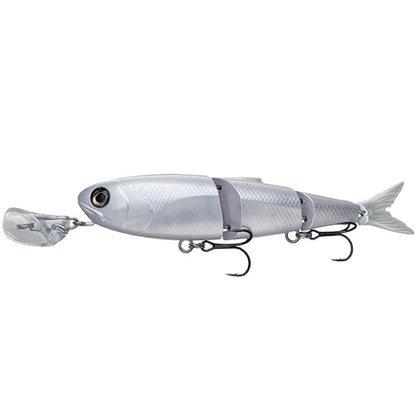 Headbanger Spitfire Topwater Fishing Lure (4-1/2" & 6-1/2") – Hybrid Wakebait & Propbait for Bass, Pike & Musky – Hard Body Swimbait with Action Lip & VMC Hooks - color: Pearl White, size: 4-1/2"