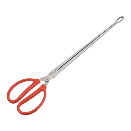 ULTECHNOVO Stainless Steel Snake Grabber Tool for Yard, 20.50" Curved Serrated Long Handle Eel Tongs, Heavy Duty Fish Loach Clamp & Chestnut Picker for Outdoor Camping Gardening