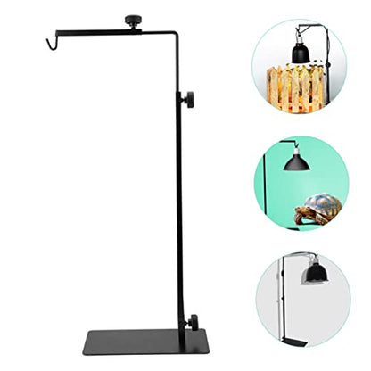 Happyyami Adjustable Reptile Lamp Stand Metal Lamp Rack for Fluorescent Heat Lights Safe Easy Setup for Pet Enclosures