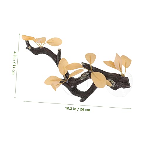 ibasenice Reptile Accessories Artificial Branch Suction Cup Resin Sculpture for Pet Lizard Tank Decor