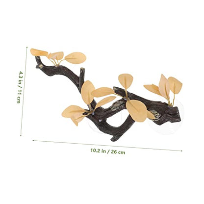ibasenice Reptile Accessories Artificial Branch Suction Cup Resin Sculpture for Pet Lizard Tank Decor