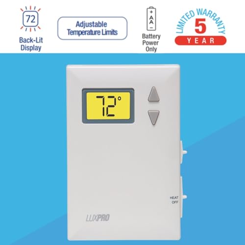Lux Pro PSD010B Mechanical Non-Programmable Thermostat; 1 Heat Only; Without Fan; Batteries Included - style: PSD010B