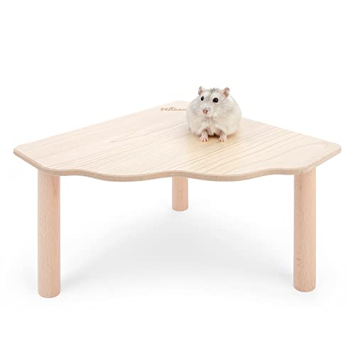 Niteangel Hamster Play Wooden Platform for Dwarf Syrian Hamsters Gerbils Mice Degus or Other Small Pets (Triangle - 5.9'' Height, Burlywood) - color: Burlywood, size: Triangle - 9'' L x 9'' W - 5.9'' Height