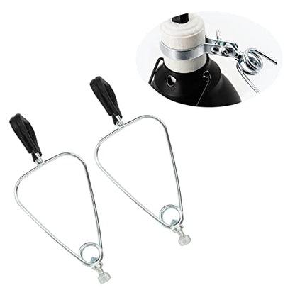 2 Sets Heat Lamp Clip Stand Fixture, 7.5 X 3.2 X 2.8in Adjustable Heat Proof Iron Reptile Dome Clamp Lamp Holder for Ceramic Bulbs Heater