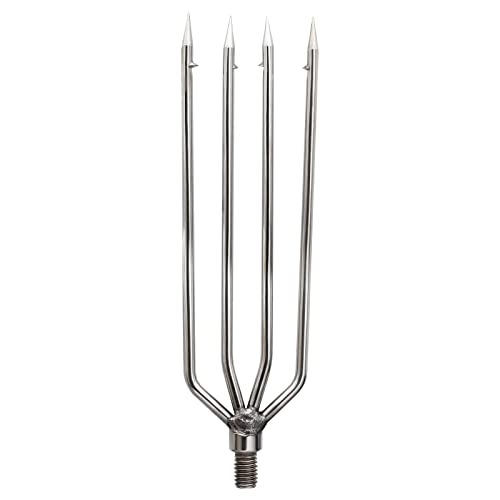 Fishing Harpoon, Stainless Steel Fishing Barbed Spear Aluminum Alloy Rod Gig Gaff with 8mm Screw for Outdoor Fishing Landing Large Fish Frog - color: 4-prong, size: 4-prong