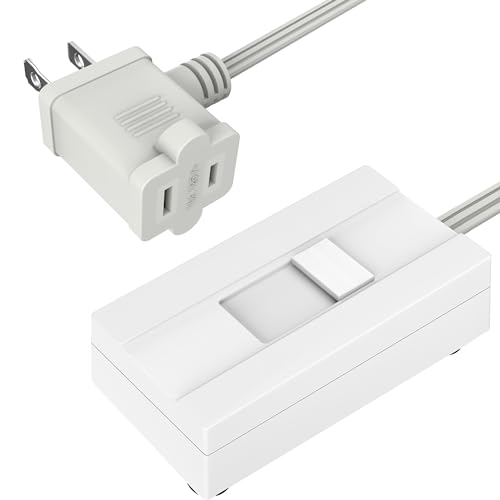 TOPGREENER Table-Top Plug in Dimmer for Table or Floor Lamps, Slide Control, Works with 360 Watt Incandescent/Halogen and 150 Watt Dimmable CFL/LED, Off at Lowest dim, 6ft Cord, TGTTDL300-W, White - color: White, size: 1 Pack