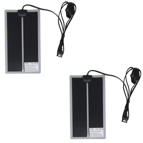 Reptile Pet Heat Mats, 7/14/20W 110V Adjustable Temperature, Rapid Heating Pad for Home Office Insect Box Under Tank Terrarium Turtle Tortoise Snakes Lizard (Black-7W-US Plug-110V(15X28CM)-2Pcs) - color: Black-7W-US Plug-110V(15X28CM)-2Pcs