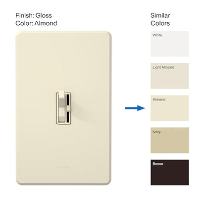 Lutron Ariadni/Toggler LED+ Dimmer Light Switch for Dimmable LED, Halogen and Incandescent Dimmer Switch, 150W, Single-Pole/3-Way, AYCL-153P-AL, Almond - color: Almond, size: 1 Pack
