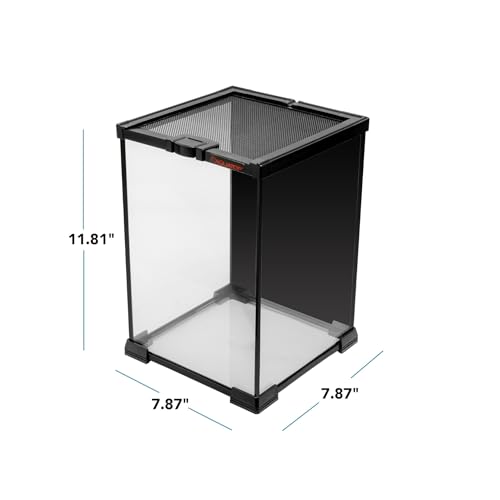 Aquatop 3.2 Gal Stackable Small Pet Terrarium - Durable Clear Glass Tank with Removable Ventilated Mesh Top for Reptiles, Arachnids, and Amphibians, RT-03 - size: 3.2 Gallon