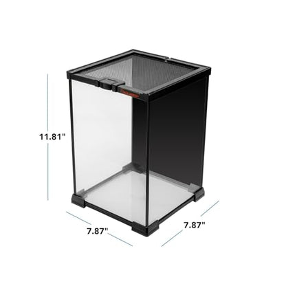 Aquatop 3.2 Gal Stackable Small Pet Terrarium - Durable Clear Glass Tank with Removable Ventilated Mesh Top for Reptiles, Arachnids, and Amphibians, RT-03 - size: 3.2 Gallon