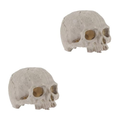 DOITOOL 2pcs Fish Tank Skull Decorations Resin Skull Ornaments Aquarium Landscaping Accessories Skull Props for Reptiles Habitat