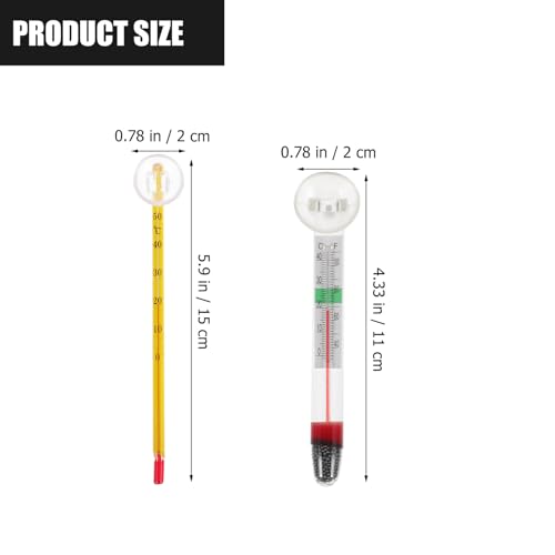 Mobestech 10pcs Aquarium Thermometers Fish Tank Temperature Meters with Suction Cups Small Strip Design for Freshwater and Reptile Tanks