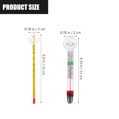Mobestech 10pcs Aquarium Thermometers Fish Tank Temperature Meters with Suction Cups Small Strip Design for Freshwater and Reptile Tanks