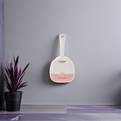 Healifty Wall-Mounted Cat Litter Scoop with Fine Mesh and Dual-Slot Sifting, Plastic Poop Scooper for Cat Litter Box Cleaning, Pink Pet Sand Shovel for Kitten and Reptile Waste Removal