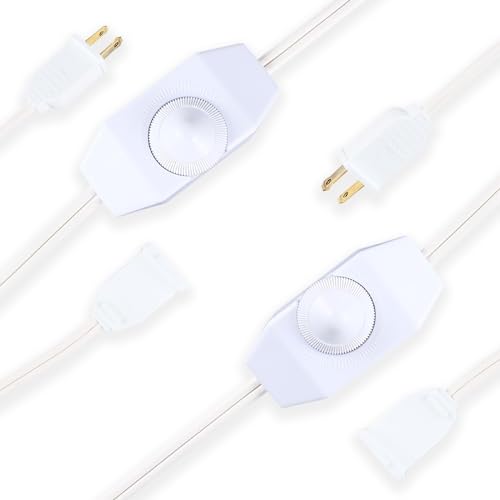 4PCS Lamp Dimmer Switch Extension Cord Plug in Dimmer,Rotary Control for 150 Watt Dimmable Lights,Christmas Village Houses Lights Cord,Salt Light,6 ft Cord - color: White, size: 4 Pack