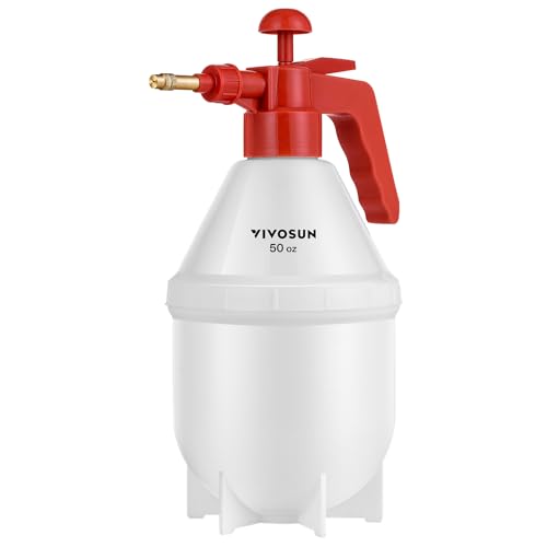 VIVOSUN 50oz Pump Sprayer, Handheld Garden Water Sprayer Bottle with Adjustable Brass Nozzle, for Spraying Plants, Flowers, Weeds and Cleaning, Red - color: Red, size: 50oz