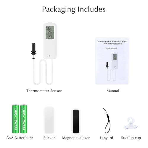 Aquarium Thermometer, Smart Fish Tank Thermometer App Monitor, Free Data Export ℉/℃, WiFi Hygrometer for Babyroom, Greenhouse, Fish Tank, Refrigerator, White 1 Pack with Screen - size: Single, style: Contemporary