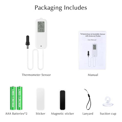 Aquarium Thermometer, Smart Fish Tank Thermometer App Monitor, Free Data Export ℉/℃, WiFi Hygrometer for Babyroom, Greenhouse, Fish Tank, Refrigerator, White 1 Pack with Screen - size: Single, style: Contemporary