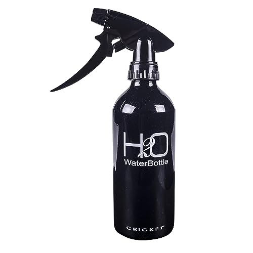 Cricket H2O Water Spray Bottle for Hair, Sparkle Black, 13.5 oz | Continuous Stream, Adjustable Nozzle, Durable Aluminum, Refillable - color: Black 13.5oz, size: 13.5 Ounces