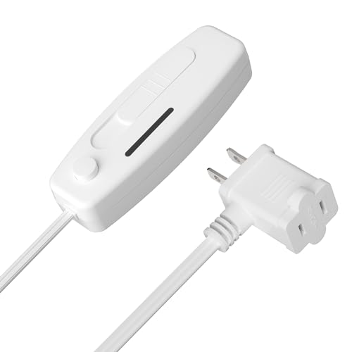 LIDER Table Top Lamp Dimmer Switch, Dimming Switch for Desk, Compatible with 120V Incandescent/Halogen, 200W Dimmable CFL/LED Lights, Locator Light, 6 ft. Cord, UL Listed, Thermoplastic, Matte White - color: White