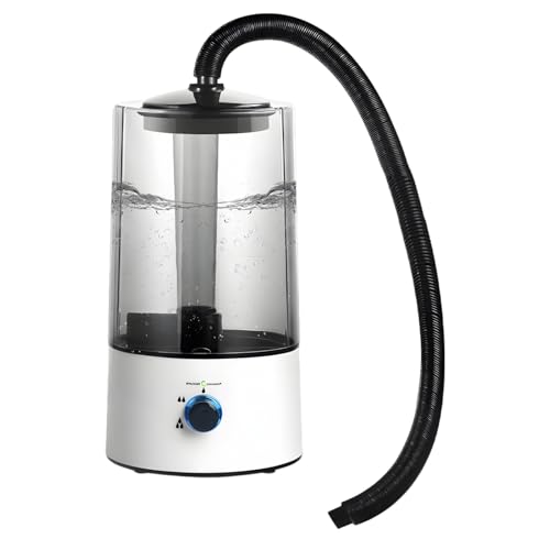 Reptile Fogger, 135 fl oz / 4 L Black & White Humidifier Mister, Customizable Mist, Quiet Fog Machine with Stretchable Tube, Top-Fill for Chameleon Lizard Tortoise