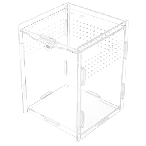 Acrylic Reptile Breeding Box Transparent Clear Feeding Terrarium for Reptiles Durable Ventilated Case for Snakes Lizards and Geckos - size: 10x8cm