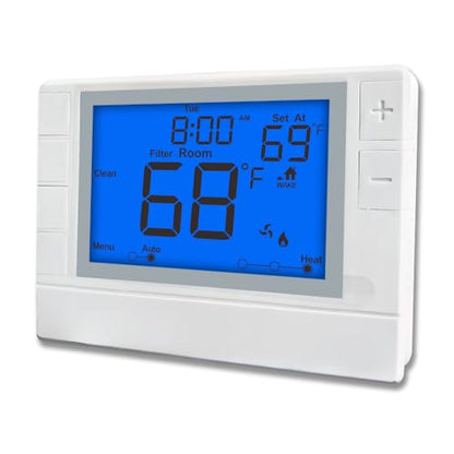 Super Programmable Thermostat for Home，2 Heat/1 Cool Heat Pump Or 1 Heat/1 Cool Conventional Systems, Blue Backlight - color: Blue