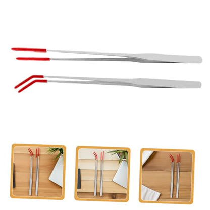 2pcs Straight Curved Tongs for Flexible Handling Safe Distance Feeding for Lizards Snakes and Aquarium Plants