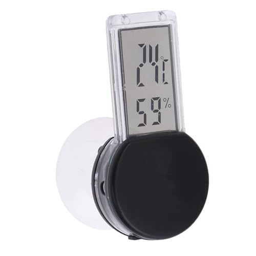 UKCOCO Suction Cup Thermometer Hygrometer Digital Humidity Indoor Temperature Display for Reptile Terrarium Bedroom Home Use Black
