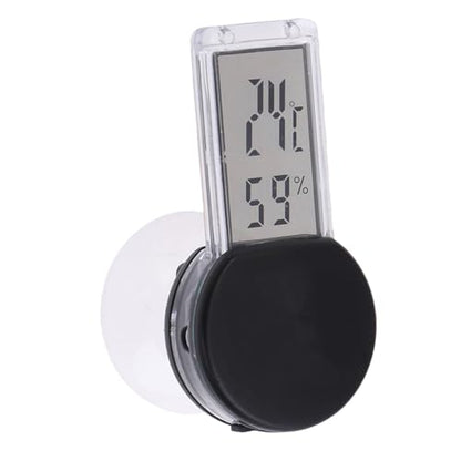 UKCOCO Suction Cup Thermometer Hygrometer Digital Humidity Indoor Temperature Display for Reptile Terrarium Bedroom Home Use Black
