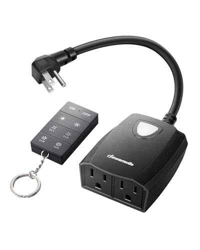 DEWENWILS Outdoor Dimmer for String Lights, 125V, 100FT Remote Control Range, Waterproof Plug- in Dimmer for Dimmable LED/Tungsten Bulbs - size: Dimmer with 2 outlets