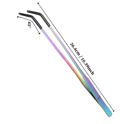 Reptile Feeding Tongs - Stainless Steel Clamp | Long Tongs With Rubber Tip for Bearded Dragons, Lizards, Amphibians, Reptiles, Aquarium, Terrarium, Tank, Supplies - color: B