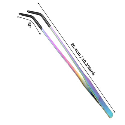 Reptile Feeding Tongs - Stainless Steel Clamp | Long Tongs With Rubber Tip for Bearded Dragons, Lizards, Amphibians, Reptiles, Aquarium, Terrarium, Tank, Supplies - color: B