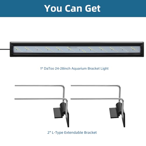 DaToo LED Aquarium Light Full Spectrum Fish Tank Light with Dimmer White Blue Red Green LEDs Fish Tank Light with Three Lighting Modes and Extendable Bracket for 24 Inch to 28 Inch Aquarium - size: 24~28 Inch