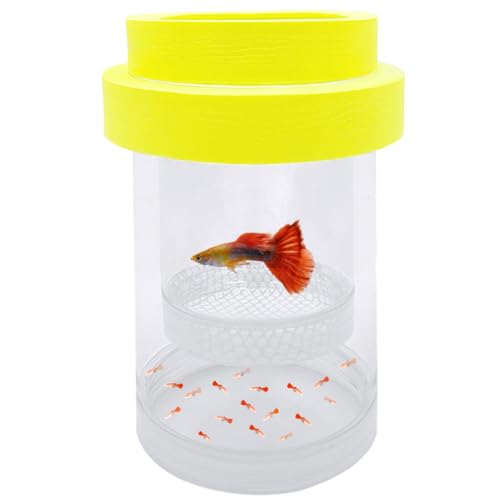 Floating Fish Breeding Isolation Box for Aquarium Tank Plastic Mesh Hatchery Incubator Breeder Box for Baby Fish Betta Shrimp Clownfish Guppy (Yellow, Large) - color: Yellow, size: Large