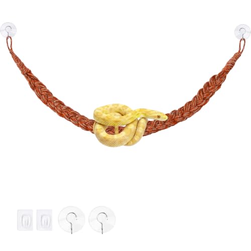 Snake Climbing Rope & Reptile Vines 27.5" Braided Hemp Toys for Terrarium Enrichment, Ball Python, Corn Snake, Crested Gecko & Hermit Crab Tank Accessories (Orange) - color: Orange