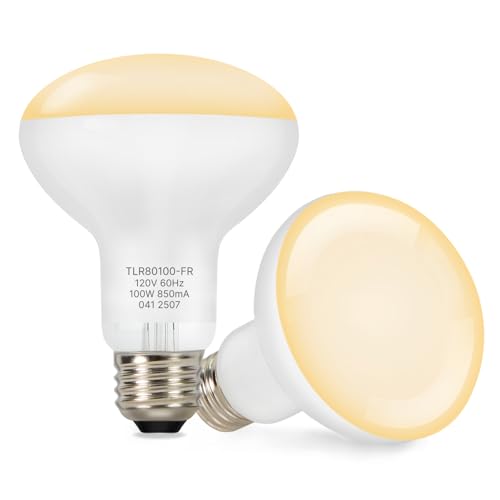 ALAMPEVER 2 Pack Reptile Heat Bulb, 100W Basking Light for Bearded Dragon, E26 Base, Durable Basking Bulb for Amphibian, Lizard, Tortoise, Gecko - color: White, size: 2 Pack 100W