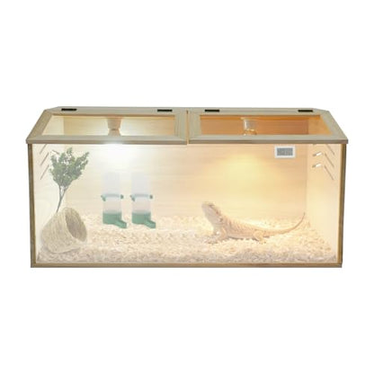 Quail Brooder Box, Soild Wood Brooder Box, Intelligent Breeding Boxes with Automatic Water Feeder Thermometer & Hygrometer Complete Set for Chicks Quail Birds Small Reptile Animals