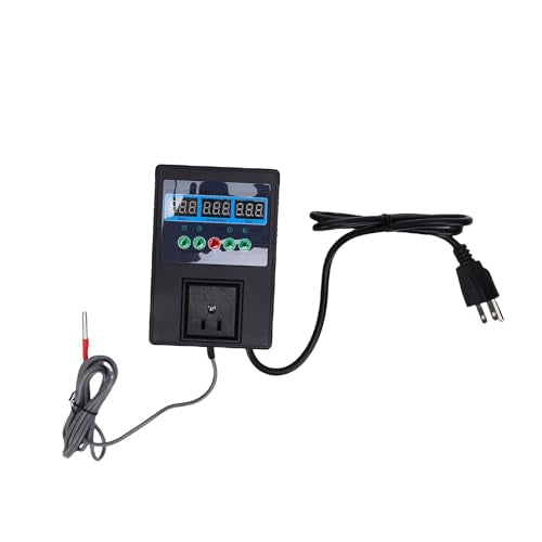 Digital Temperature Controller Socket, 3300W Thermostat Outlet, Power Isolation Controller with Durability-Optimized, Ideal for Greenhouse Cultivation, Reptile Control & Fish Tanks (US Plug)