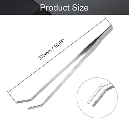 Utoolmart Aquarium Plant Tweezer, Stainless Steel Curved Tweezer, Aquarium Tweezers Extra Long 27cm, for Fish Tank Plant Aquascape Tools, Feeding Tongs, 2 Pcs - color: 2pcs, size: 27cm Curved