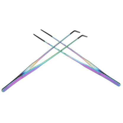 2pcs Aquarium Tweezers: Stainless Steel Straight And Curved Tweezers Set - Long Handle Reptile Feeding Tongs For Lizards Spider Snake